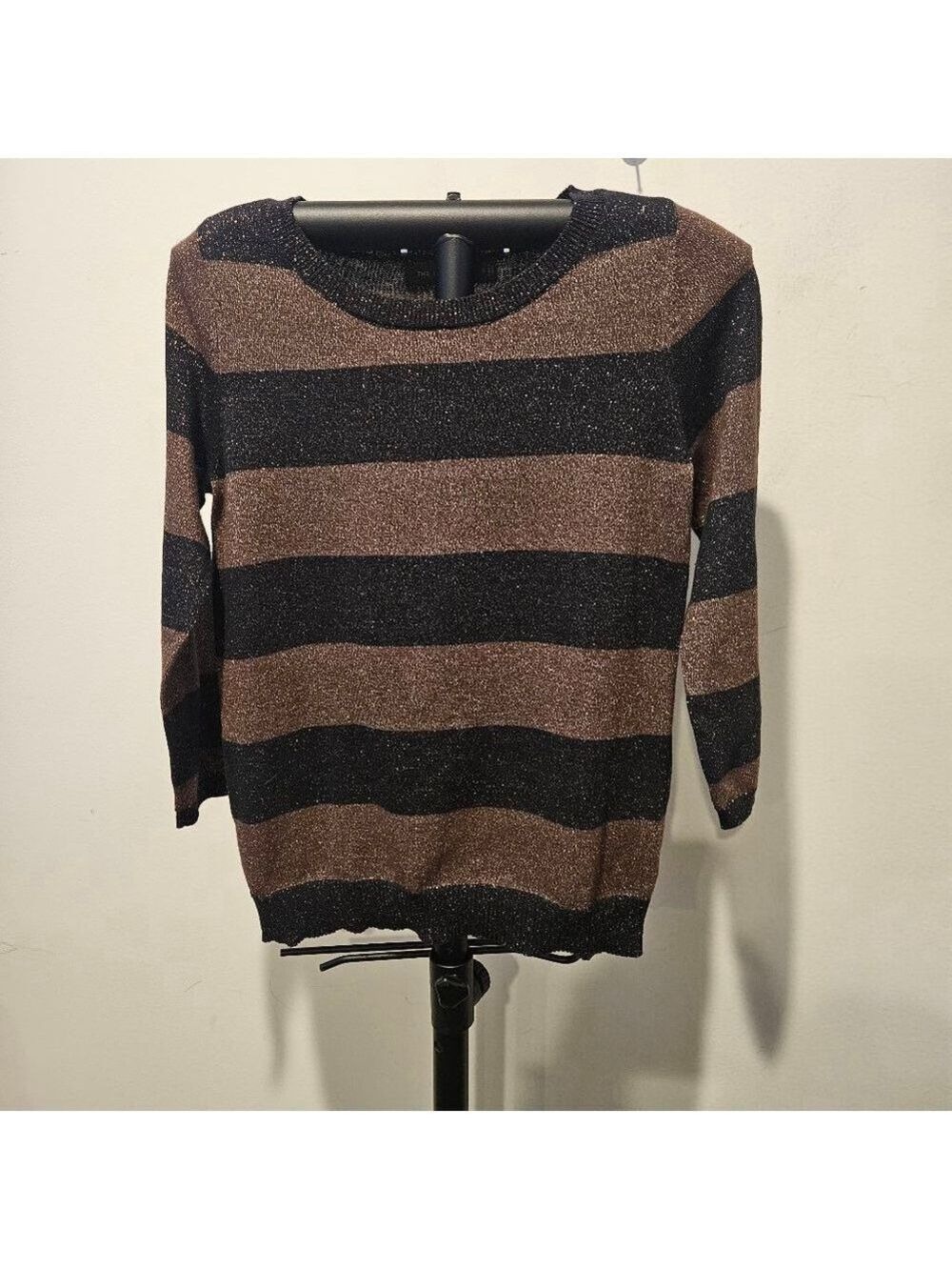 Women's The Limited Striped Metallic Sweater Size S Brown